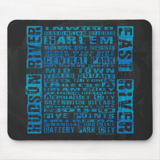 Mousepad NYC Neighborods Blue (Frente)