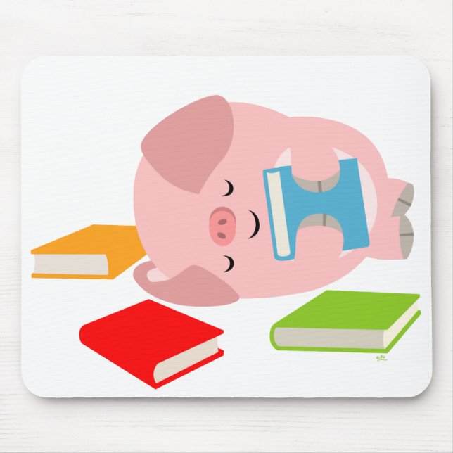 Mousepad O amante de livro pequeno (porco bonito) dos (Frente)