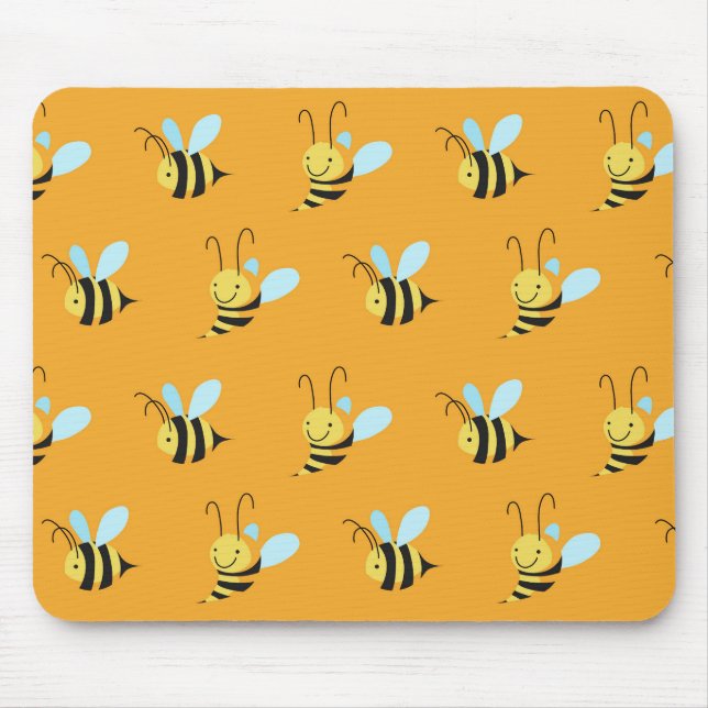 Mousepad O amarelo retro Bumble o teste padrão da abelha (Frente)