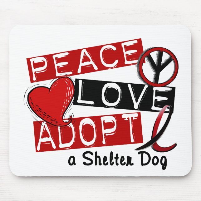 Mousepad O AMOR da PAZ ADOTA um cão do abrigo (Frente)