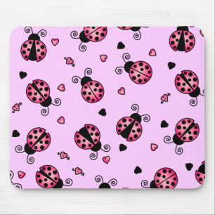 Mousepad O amor desinseta joaninhas cor-de-rosa