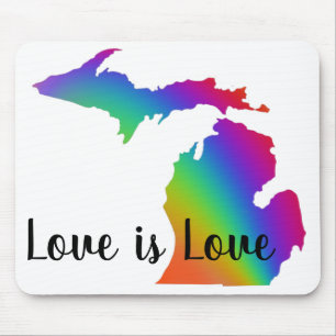 Mousepad O amor é o estado colorido de Michigan design