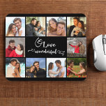 Mousepad O amor é uma coisa maravilhosa, 10, colagem de fot<br><div class="desc">Mão de rato personalizada com 10 das suas fotografias favoritas. A citação diz "o amor é uma coisa maravilhosa", escrita em caligrafia decorativa. O modelo de foto está configurado para que você adicione suas fotos, trabalhando no sentido horário a partir da parte superior esquerda. Suas fotos serão exibidas em uma...</div>