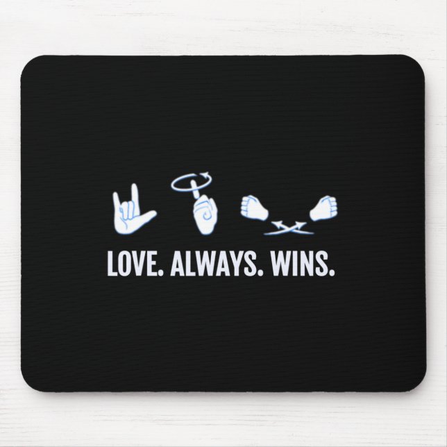 Mousepad O amor sempre ganha linguagem de sinais de consciê (Frente)