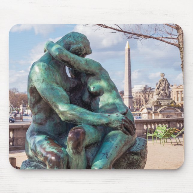 Mousepad O Beijo de Auguste Rodin, nas Tuilarias, Paris (Frente)