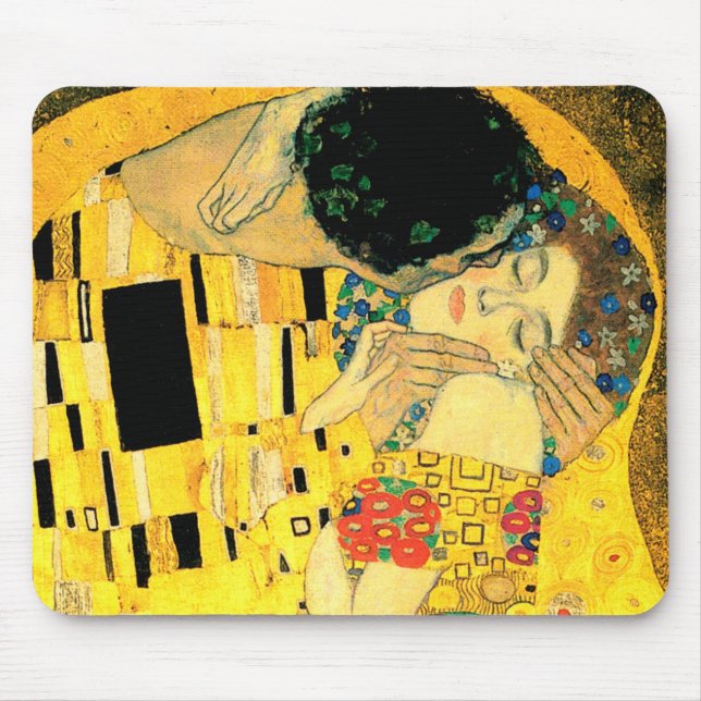 Mousepad O beijo pela arte Nouveau de Gustavo Klimt (Frente)