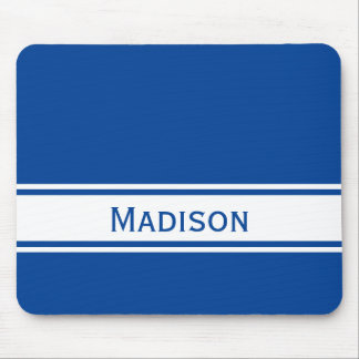 Mousepad O branco azul profundo contínuo listra o nome