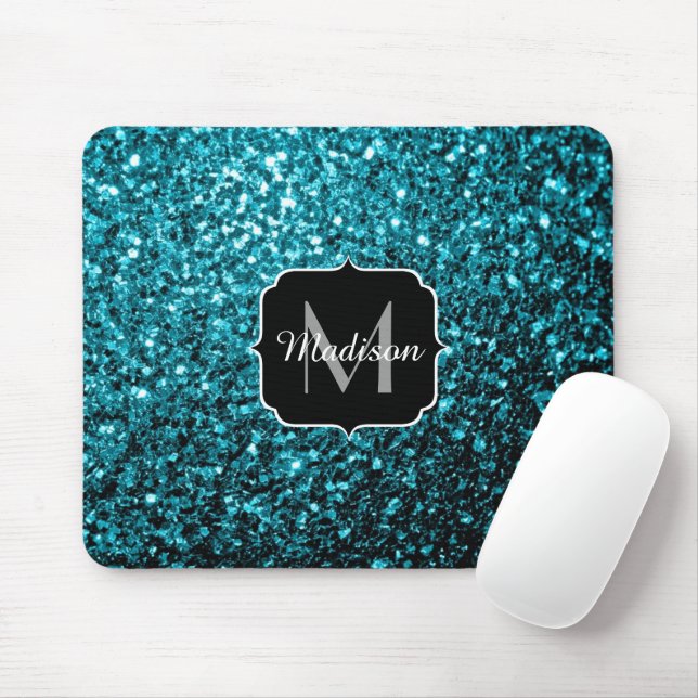 Mousepad O brilho azul-aqua brilha brilha como brilha monog (Com mouse)