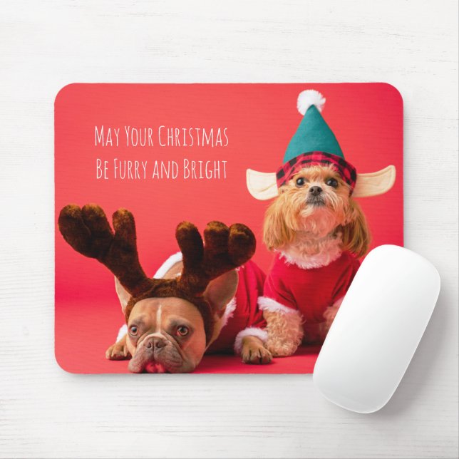 Mousepad O Bulldog Francês De Natal E Shih Tzu (Com mouse)