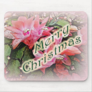 Mousepad O cacto de Natal do Feliz Natal floresce 2