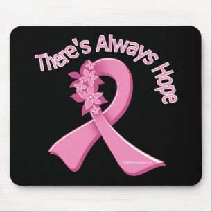 Mousepad O cancro da mama lá é sempre esperança floral