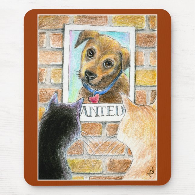 Mousepad O cão de filhote de cachorro, gatos, "quis" o (Frente)