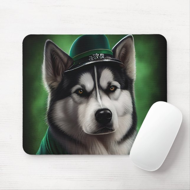 Mousepad O cão Malamute do Alasca na Rua. (Com mouse)