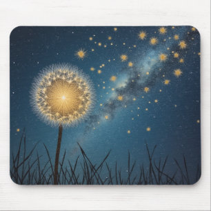 Mousepad o céu noturno e os dentes-de-leão