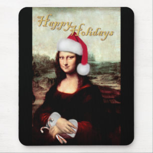 Mousepad O Chapéu Natal de Mona Lisa