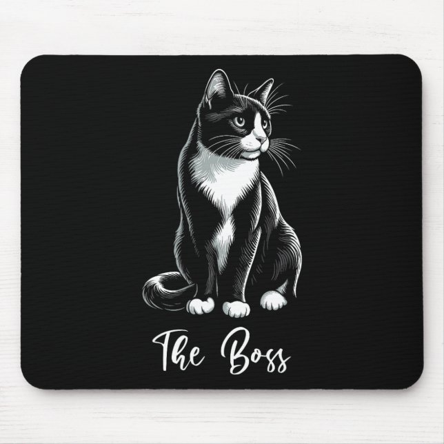 Mousepad O Chefe Tuxedo Gato do Lover Kitten Tuxedo Proprie (Frente)