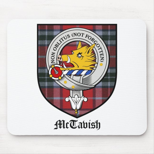 Mousepad O clã de McTavish Crest o Tartan do crachá (Frente)