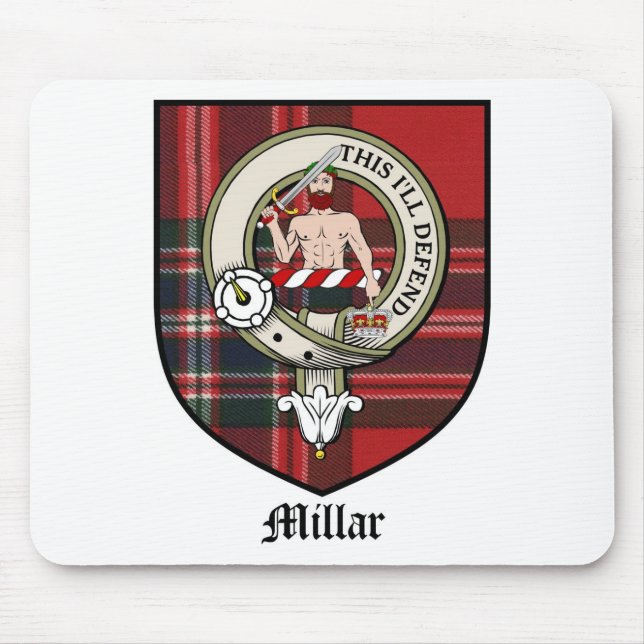Mousepad O clã de Millar Crest o Tartan do crachá (Frente)