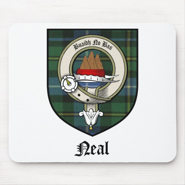 Mousepad O clã de Neal Crest o Tartan do crachá (Frente)