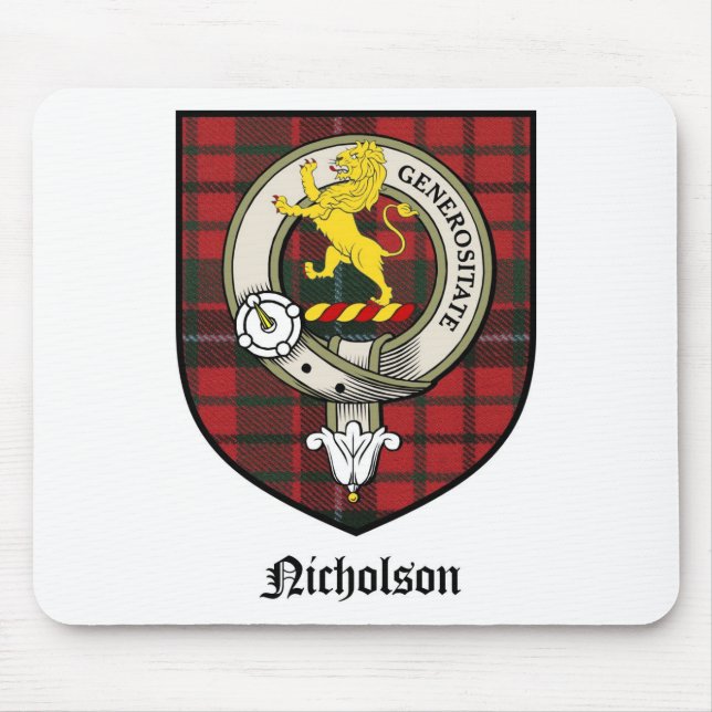 Mousepad O clã de Nicholson Crest o Tartan do crachá (Frente)