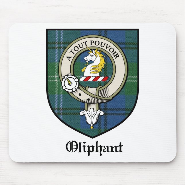 Mousepad O clã de Oliphant Crest o Tartan do crachá (Frente)
