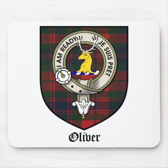 Mousepad O clã de Oliver Crest o Tartan do crachá (Frente)