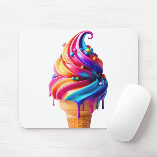 Mousepad O clássico vibrante cone de sorvete da SlipperyJoe (Com mouse)