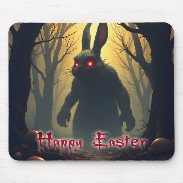 Mousepad O Coelho de Páscoa Assustador na Floresta Sombria (Frente)