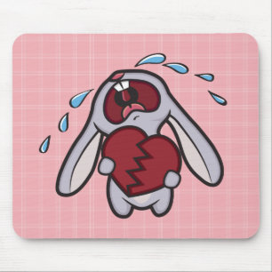 Mousepad O coelho Hearted quebrado no rosa verifica