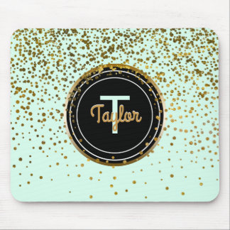 Mousepad O confete Glam Dourado da hortelã chique pontilha