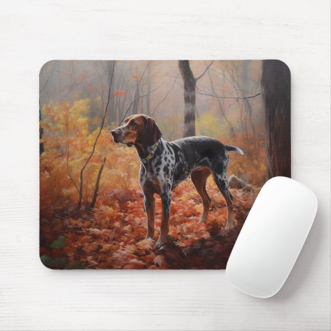 Mousepad O Conhound Bluetick nas Folhas de outono cai inspi (Com mouse)