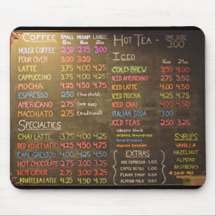 Mousepad O conselho do menu da cafetaria - tapete do rato