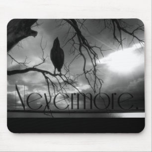Mousepad O corvo - nunca mais raios de sol & árvore B&W