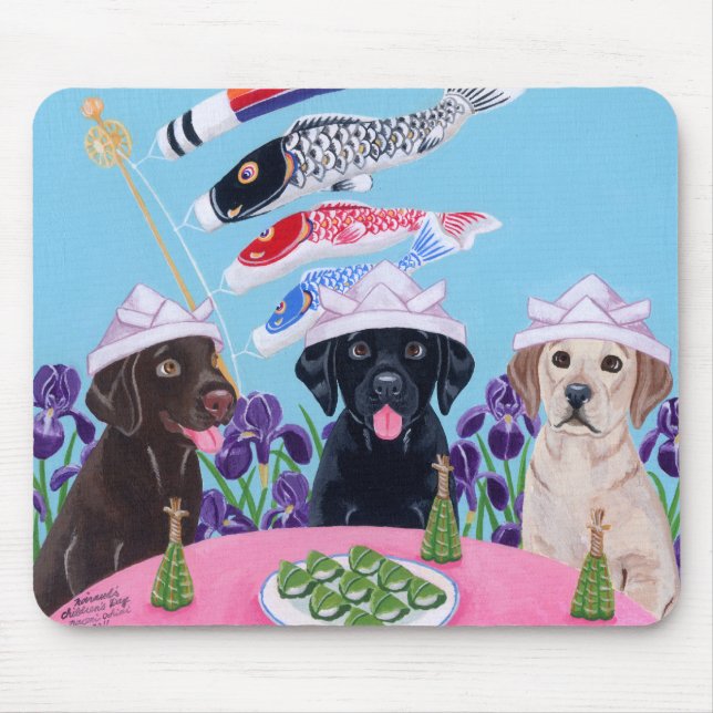 Mousepad O dia Labradors das crianças japonesas (Frente)