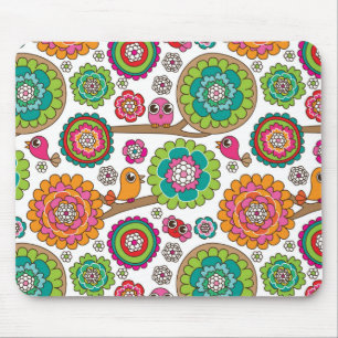 Mousepad o doodle floresce o teste padrão do fundo