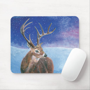 Mousepad O elafo vermelho do cervo e a paisagem de inverno