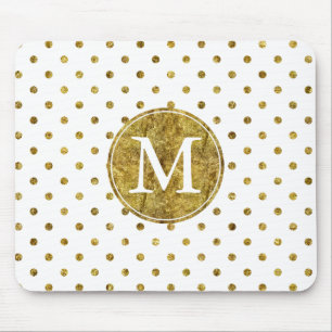 Mousepad O encanto Dourado chique pontilha o monograma