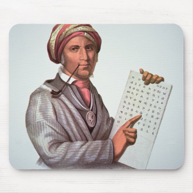Mousepad O erudito Cherokee, Sequoyah (1776-1843) (cor (Frente)