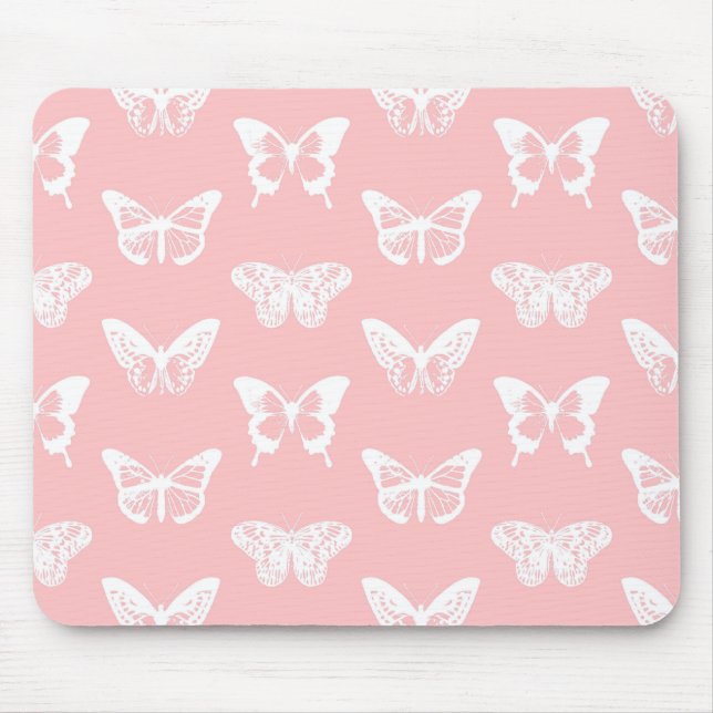Mousepad O esboço da borboleta, descasca o rosa e o branco (Frente)