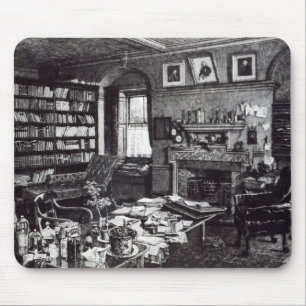 Mousepad O estudo de Charles Darwin em para baixo abriga,