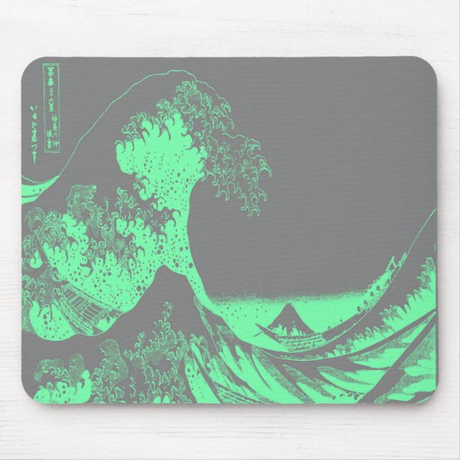 Mousepad O Excelente Wave Seafoam Green & Cinzas (Frente)