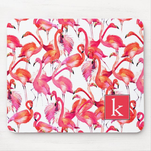 Mousepad O flamingo da aguarela nas aguarelas | adiciona (Frente)