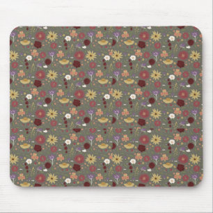 Mousepad O fundo verde da Embriação Floral do outono