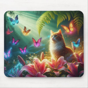 Mousepad O Gato Curioso & Suas Borboletas