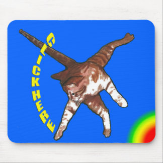 Mousepad O gato diz clica aqui! Tapete do rato azul
