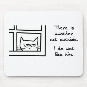 Mousepad O gato irritado vê um outro gato - tapete do rato