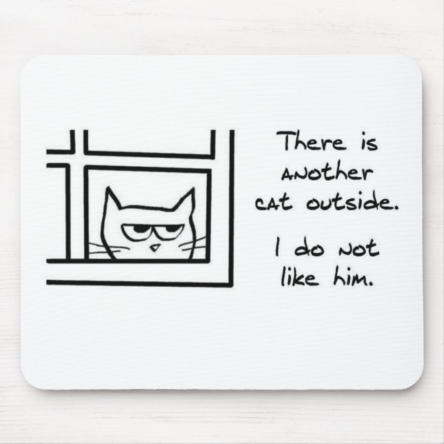 Mousepad O gato irritado vê um outro gato - tapete do rato (Frente)