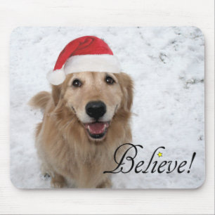Mousepad O golden retriever acredita o Natal