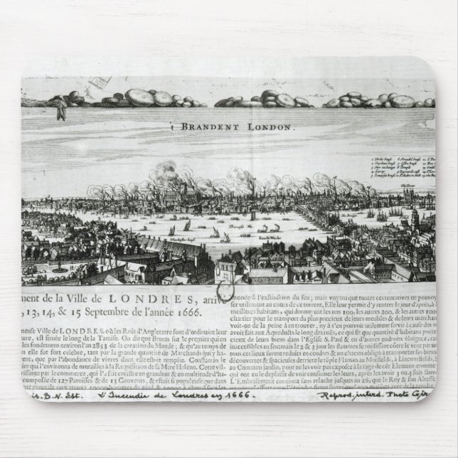 Mousepad O grande fogo de Londres em 1666 (Frente)