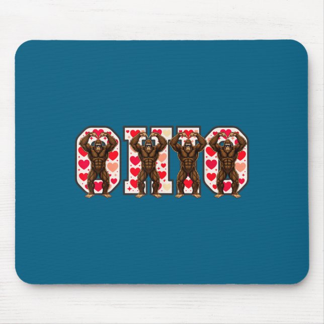Mousepad O-h-i-o Funny Bigfoot Ohio In Midwestern Valentine (Frente)